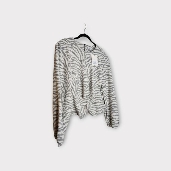 NEW Gestuz Womens Iria Tiger Stripe Long Sleeve Textured Blouse L Bold Print - Picture 3 of 8